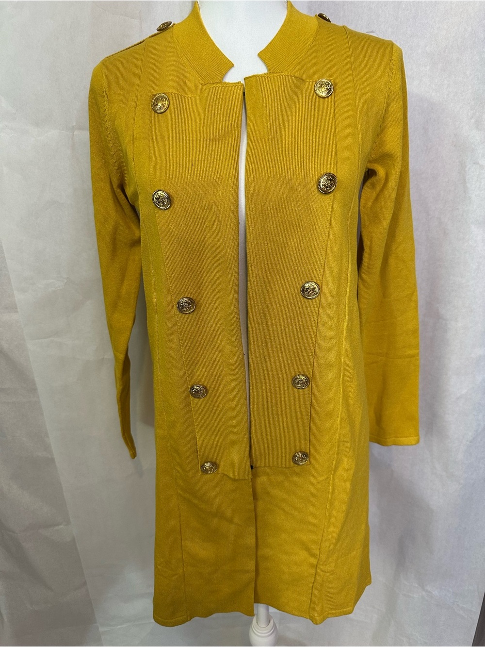 Antthony Mustard Yellow Double-Breasted Cardigan Coat
